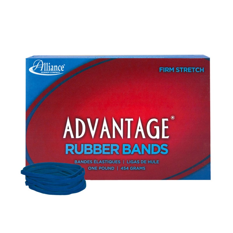 Alliance Rubber 54325 Advantage Rubber Bands Size #32, 1 lb Box Contains Approx. 675 Bands (3" x 1/8", Blue) - Image 1
